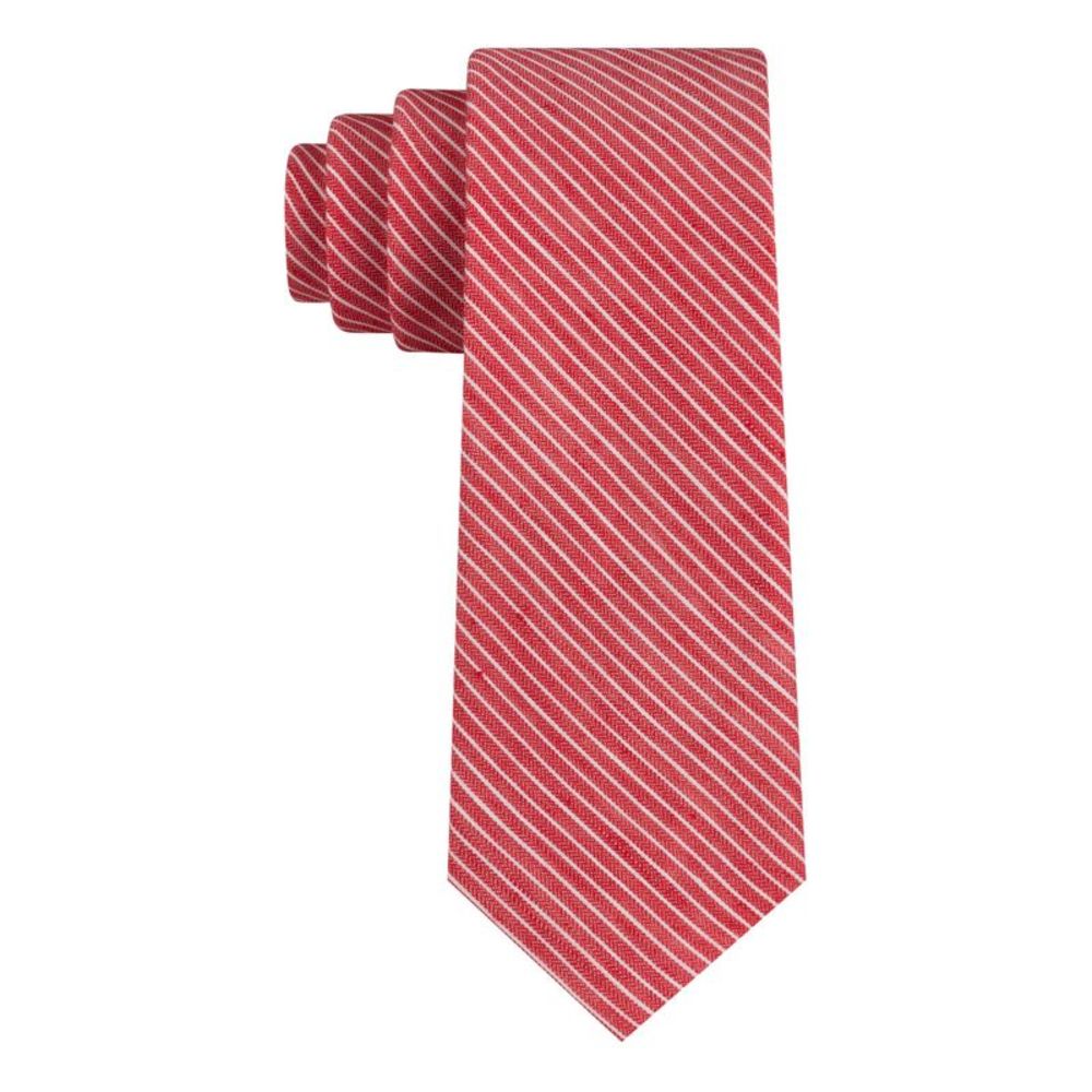 TOMMY HILFIGER Mens Red Thin Stripe Skinny Neck Tie